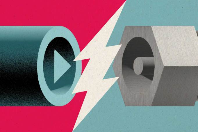 illustration of a streaming play button vs. coaxial cable