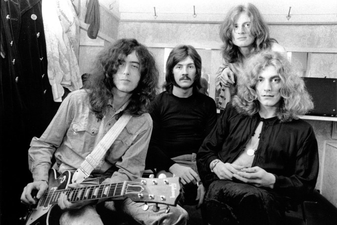 (NO SUB AGENCIES IN UK, FRANCE, GERMANY, HOLLAND, SWEDEN, FINLAND, JAPAN.)    Led Zeppelin (Jimmy Page, John Bonham, John Paul Jones, Robert Plant) 1969 during Led Zeppelin File Photos at the Led Zeppelin File Photos in Various, United Kingdom.  (Photo by